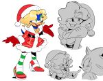 anthro blush bodily_fluids breasts christmas christmas_clothing christmas_headwear cleavage clothed clothing crossdressing dress duo eulipotyphlan eyeshadow footwear gloves handwear hat headgear headwear hedgehog hi_res high_heels holidays legwear lipstick makeup male mammal santa_hat sega shadow_the_hedgehog smile somedivs sonic_the_hedgehog sonic_the_hedgehog_(series) sweat sweatdrop thigh_highs wig