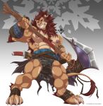 abs absurd_res anthro armpit_hair axe battle_axe body_hair claws felid hi_res lion lustful_desires male mammal muscular muscular_anthro muscular_male narram nipples pantherine pecs sharp_teeth solo teeth vein veiny_muscles