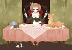  :q bird bow bread brown_eyes brown_hair bunny chick chicken double_bun dress egg fawn food fork french fruit glass grapes hair_bow ichiko knife licking_lips mouse mushroom napkin original plate radish solo table tablecloth tongue tongue_out tray 