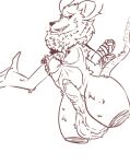 anthro fluffy genitals hi_res jadeoffragons male penis sketc solo wounded