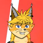 anthro blonde_hair domestic_cat felid feline felis fire fluffy furry hair ignis male mammal orange smile solo user_avatar