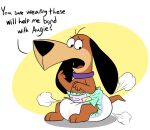 anthro augie_doggie_and_doggie_daddy blush canid canine canis collar dachshund diaper doggie_daddy domestic_dog fang29 fangy29 hanna-barbera hi_res hunting_dog male mammal poofy_diaper solo tail text unsure