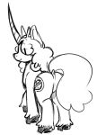 2023 blush butt cutie_mark digital_drawing_(artwork) digital_media_(artwork) equid equine fan_character female feral friendship_is_magic fur hair hasbro hooves horn looking_at_viewer mammal my_little_pony nikeshka simple_background sketch smile solo tail unicorn