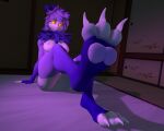 2023 3_toes 3d_(artwork) anthro areola barefoot breasts claws digital_media_(artwork) dorukolorukalai feet female foot_fetish foot_focus fur hair looking_at_viewer mammal mora nipples nthclover nude pawpads paws purple_body purple_fur purple_hair soles solo source_filmmaker tail toes warfare_machine white_body white_fur