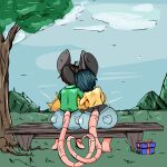 anthro butt duo embrace female hi_res hug humanoid invalid_tag male male/female mammal maze_(mazemaus) mouse murid murine rear_view rodent sunset wholesome