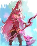  animal_ears bad_id bad_pixiv_id ears_through_headwear green_eyes hat heart heart-shaped_pupils jang_ju_hyeon league_of_legends long_hair looking_at_viewer lulu_(league_of_legends) pink_hair pix solo staff symbol-shaped_pupils witch_hat 