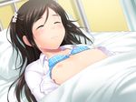  black_hair blush bra erect_nipples flat_chest game_cg hazuki_riko long_hair mebae nonohara_miki underwear 