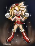 2022 absurd_res amy_rose anthro boots breasts charred_(artist) clothing dress eulipotyphlan female fist footwear genitals hedgehog hi_res looking_at_viewer mammal medium_breasts nipples panties pussy red_eyes sega signature solo sonic_the_hedgehog_(series) space super_amy_rose underwear