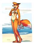 2024 anthro barefoot beach bikini bikini_bottom black_ears black_nose braided_hair braided_pigtails breasts canid canine clothed clothing cloud crop_top crotch_tuft day digital_drawing_(artwork) digital_media_(artwork) dipstick_tail eyebrow_through_hair eyebrows eyelashes feet female fluffy fluffy_tail footwear fox freckles front_view fur green_bikini_bottom green_eyes hair hand_on_chest hi_res holding_clothing holding_footwear holding_object holding_shoes horizon long_hair looking_at_viewer mammal markings midriff multicolored_body multicolored_clothing multicolored_fur multicolored_shirt multicolored_topwear open_mouth orange_body orange_fur orange_hair orange_inner_ear outside patricia_mac_sionnach pigtails ryofox630 sand sea seaside shirt shocked shoes sky sneakers solo standing swimwear tail tail_markings tan_body tan_fur tank_top teeth three-quarter_view topwear translucent translucent_hair tuft two_tone_body two_tone_clothing two_tone_fur two_tone_shirt two_tone_tail two_tone_topwear under_boob water