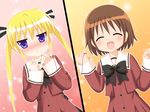  bad_id bad_pixiv_id blonde_hair blue_eyes blush brown_hair cosplay hanahira! kill_me_baby multiple_girls oribe_yasuna parody red_string ribbon school_uniform sono_hanabira_ni_kuchizuke_wo sonya_(kill_me_baby) st._michael's_school_uniform string twintails xiaolin123 yuri 