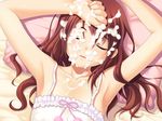  brown_hair cum long_hair mebae nonohara_miki sakura_anna sleeping 