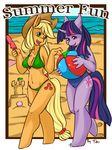  anthro anthrofied applejack_(mlp) ball beach blonde_hair breasts cleavage clothed clothing comic cover_page cowboy_hat cutie_mark duo english_text equine female freckles friendship_is_magic green_eyes hair hat horn horse ice_pop mammal multi-colored_hair my_little_pony open_mouth outside pony purple_eyes sand sand_castle sculpture seaside skimpy swimsuit text tiki_san twilight_sparkle_(mlp) unicorn 