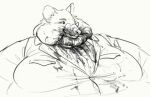 alaric_rocco anthro cettus clothing dewlap_(anatomy) double_chin eyewear glasses huge_belly huge_moobs male mammal messy_eater morbidly_obese morbidly_obese_male murid murine obese obese_male overweight overweight_male rat rodent slob solo suit wardrobe_malfunction