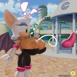 anthro bat beverage big_breasts breast_expansion breasts clothed clothing energy_drink expansion exposed_breasts female hi_res humanoid mammal partially_clothed rouge_the_bat sega solo sonic_the_hedgehog_(series) sonlink