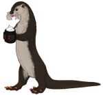 alpha_channel ambiguous_gender avian-king claws countershade_face countershade_fur countershade_neck countershade_torso countershading feral fur hi_res holding_object mammal mustelid otter simple_background solo tail tongue tongue_out transparent_background whiskers
