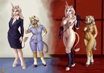  breasts clothing collar couple equine eyes_closed eyewear female glasses hair hooves horn horse invalid_tag leash lesbian mammal mane mistress navel nipple_piercing nipples nude pants piercing pussy shirt slave suit ultrafox unicorn 