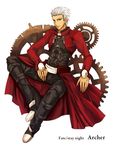  archer bad_id bad_pixiv_id character_name copyright_name fate/stay_night fate_(series) gears male_focus sitting solo uka_(color_noise) white_hair 