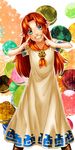  blue_eyes boots child dress fingersmile grin highres long_dress long_hair malon neckerchief pointy_ears red_hair smile solo the_legend_of_zelda the_legend_of_zelda:_ocarina_of_time yuu_(yes_but_so_what) 