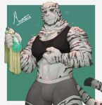 5_fingers absurd_res anthro arknights biped blissade bulge claws clothed clothing felid fingers fur hi_res hypergryph male mammal mountain_(arknights) muscular muscular_anthro muscular_male pantherine solo striped_body striped_fur stripes studio_montagne tail tiger underwear white_body white_fur