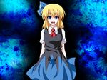  ascot blonde_hair blue_eyes cirno dress fal_(falketto) fusion hair_ribbon open_mouth ribbon rumia short_hair smile solo touhou 