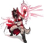 5_fingers alpha_channel anthro biped black_hair breasts canid canine clothed clothing female fingers fur hair jam_(artist) magic magic_user mammal red_clothing simple_background solo tail transparent_background