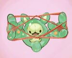  :d black_eyes commentary_request full_body happy holding holding_string koala_0l no_humans open_mouth pink_background pokemon pokemon_(creature) reuniclus smile solid_oval_eyes solo string tongue 