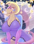 anthro anthrofied big_breasts biped blush breasts cleavage clothed clothing cresselia female generation_4_pokemon hi_res legendary_pokemon looking_at_viewer nintendo open_mouth open_smile pokemon pokemon_(species) pokemorph smile snackbunnii solo