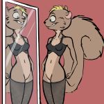  ariadne bottomless bra clothed clothing comic falseseke female flat_colors invalid_tag legwear lingerie mammal mirror rodent sciurid sidecut stockings teenager underwear young 