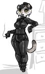 alpha_channel anthro biped black_hair breasts cigarette clothed clothing felid female fur grey_body grey_fur hair jam_(artist) latex mammal pantherine simple_background solo tail tiger transparent_background