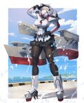  abs absurdres breasts capelet commission gloves graf_zeppelin_(kancolle) grey_eyes hat highres kantai_collection miniskirt muscular muscular_female pixiv_commission qtime4_702 skirt solo thighs twintails 