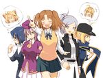  :3 :d ^_^ ahoge arcueid_brunestud artoria_pendragon_(all) blonde_hair blue_eyes blue_hair braid brown_hair ciel closed_eyes fang fate/extra fate/stay_night fate_(series) food glasses green_eyes grey_eyes ham long_hair melty_blood multiple_girls mysterious_heroine_x nero_claudius_(fate) nero_claudius_(fate)_(all) open_mouth pikakoya ponytail purple_eyes purple_hair riesbyfe_stridberg rojiura_satsuki:_chapter_heroine_sanctuary scarf short_hair silver_hair single_braid sion_eltnam_atlasia skirt smile thought_bubble tsukihime twintails v yumizuka_satsuki 