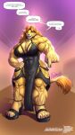 agonwolfe anthro biped claws clothing dialogue dress felid feline female hi_res humanoid imposing lion mammal muscular pantherine party plantigrade