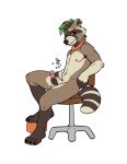 anthro chair cube_(object) epic_games erection fortnite furniture genitals hi_res holding_penis laid_back male mammal nude one_eye_closed pandoradraws penis procyonid raccoon ring_piercing rufus_(fortnite) signature simple_background sketch solo white_background wink