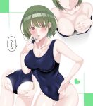  :p absurdres artist_request ass breasts cleavage green_hair highres idolmaster idolmaster_shiny_colors looking_at_viewer nanakusa_nichika school_swimsuit swimsuit tagme tongue tongue_out 
