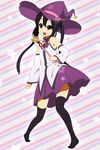  bad_id bad_pixiv_id black_hair black_legwear cosplay detached_sleeves hat highres k-on! looking_at_viewer minakami_kanami mirakurun mirakurun_(cosplay) nakano_azusa open_mouth seiyuu_connection skirt solo taketatsu_ayana thighhighs twintails witch_hat yuru_yuri 