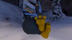 3_toes 3d_(artwork) ambiguous_gender anthro avian bird claws digital_media_(artwork) empoleon feet foot_focus frisky_derg generation_4_pokemon nintendo penguin pokemon pokemon_(species) sleeping snow soles solo spread_toes toe_claws toes