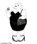 alcohol anthro bear belly beverage big_belly big_butt butt clothed clothing dress drunk female footwear high_heels humanoid mammal markings mole_(marking) overweight overweight_female polar_bear sleepygirlthing solo substance_intoxication thick_thighs tight_clothing tipsy ursine