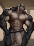 2023 5_fingers anthro badger big_bulge big_muscles big_penis black_body black_claws black_fur black_nose bulge claws clothed clothing countershading fingers flaccid fur genitals grey_eyes hair hi_res huge_bulge huge_muscles huge_penis jockstrap jockstrap_only looking_at_viewer male mammal multicolored_body multicolored_fur muscular muscular_male mustelid musteline nipples oldshep penis pink_nipples pink_penis pubes simple_background smile solo standing thick_penis topless translucent translucent_clothing translucent_underwear two_tone_body two_tone_fur underwear underwear_only white_body white_fur white_hair white_pubes