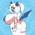  1:1 absol absurd_res anthro areola arm_warmers armwear barely_contained barely_contained_breasts big_areola big_breasts big_butt big_nipples borky-draws breasts butt choker clothing digital_media_(artwork) female fluffy fur generation_3_pokemon generation_6_pokemon grey_body hair hi_res horn horn_jewelry huge_breasts jewelry legband leotard looking_at_viewer looking_back looking_back_at_viewer maliqeth_apocrypha markings mature_anthro mature_female mega_absol mega_evolution necklace nintendo nipple_slip nipples pink_choker pink_clothing pink_jewelry pink_leotard pink_necklace pokemon pokemon_(species) ponytail portrait rear_view red_eyes solo sparkles star_(marking) thick_thighs three-quarter_portrait white_body white_fur white_hair 