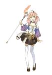  atelier_(series) atelier_escha_&amp;_logy choker escha_malier full_body green_eyes hat hidari_(left_side) lace lace-trimmed_thighhighs official_art pink_hair print_legwear shoes short_hair skirt smile solo thighhighs twintails wand white_background white_legwear 