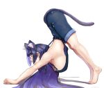  1girl absurdres all_fours alternate_breast_size alternate_costume animal_ear_fluff animal_ears arched_back armpits artist_name barefoot black_hair blue_hair breasts cat_ears cat_girl cat_stretch colored_inner_hair commentary crop_top english_commentary erasorpepero from_side full_body hair_intakes hanging_breasts highres hololive hololive_english huge_breasts kemonomimi_mode long_hair multicolored_hair naked_overalls ouro_kronii overalls paid_reward_available paw_pose profile sideboob signature solo stretching tiptoes top-down_bottom-up virtual_youtuber 