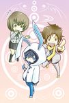  2boys black_hair blue_eyes brown_eyes brown_hair devil_survivor_2 megami_ibunroku_devil_survivor multiple_boys nitta_io open_mouth protagonist_(devil_survivor_2) scarf school_uniform shijima_daichi short_hair skirt smile yuta. 