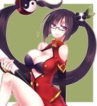  aki_(prdx85) bad_id bad_pixiv_id black_hair blazblue breasts chinese_clothes cleavage glasses lao_jiu large_breasts litchi_faye_ling long_hair purple_eyes very_long_hair 