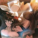  animal_ears breasts brown_hair bunny_ears bunny_suit bunnysuit camera character_request cleavage fate/extra fate/extra_ccc fate_(series) glasses highres jinako_carigiri playstation_portable psp 