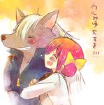  1girl arm_hug blush closed_eyes couple grin hetero hoshizora_miyuki open_mouth precure smile smile_precure! translated wolfrun yoshizoe_eiko 