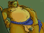  anthro balls belly biceps cameronwolfe chubby fundoshi looking_at_viewer male muscles nintendo pecs penis pose presenting raccoon solo tanuki tom_nook tom_nook_(animal_crossing) underwear video_games 