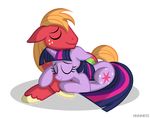  alpha_channel big_macintosh_(mlp) blonde_hair couple cuddling cutie_mark duo equine eyes_closed female feral freckles friendship_is_magic hair horse hug mammal multi-colored_hair my_little_pony plain_background pony transparent_background twilight_sparkle_(mlp) veggie55 