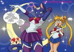  &lt;3 anthro anthrofied artemis blonde_hair blue_eyes blush cat clothed clothing dialog english_text feline female feral hair italian_text love luna luna_(sailor_moon) mammal moon orange_eyes pose sailor_moon simone-sam stare sweat text translation_request usagi_tsukino whiskers 