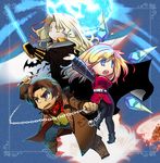  2boys alucard_(castlevania) animal_print bat beard belt blonde_hair blue_eyes cape castlevania castlevania:_dawn_of_sorrow chain chibi coat curry facial_hair food full_moon icicle julius_belmondo leopard_print long_hair moon multiple_boys pantyhose ponytail potsupostu52 soma_cruz spoilers sword weapon white_hair yellow_eyes yoko_belnades 