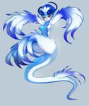  bad_id bad_tumblr_id blue_hair blue_skin blush breasts feathers glaucus_atlanticus medium_breasts monster_girl nipples nude original personification red_eyes sea_slug short_hair simple_background slugbox solo tail whiskers yellow_sclera 